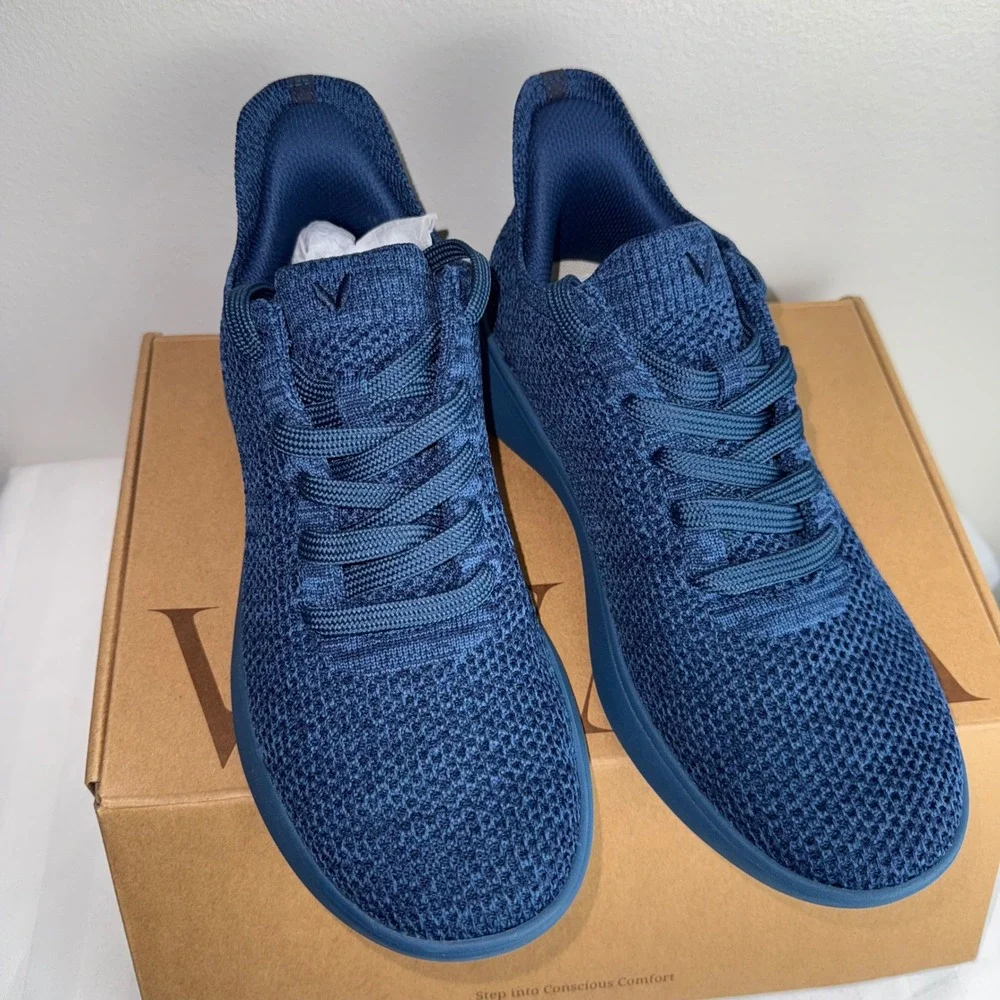 Vivaia Unisex Knit‎ Round Toe Slip On Sneakers Navy Blue Walking Shoes Men 6.5